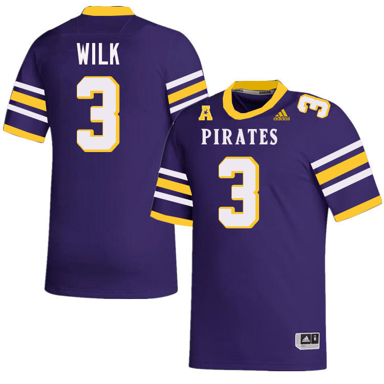 #3 Teagan Wilk ECU Jersey,East Carolina Pirates #3 Teagan Wilk Jersey Youth College-Purple